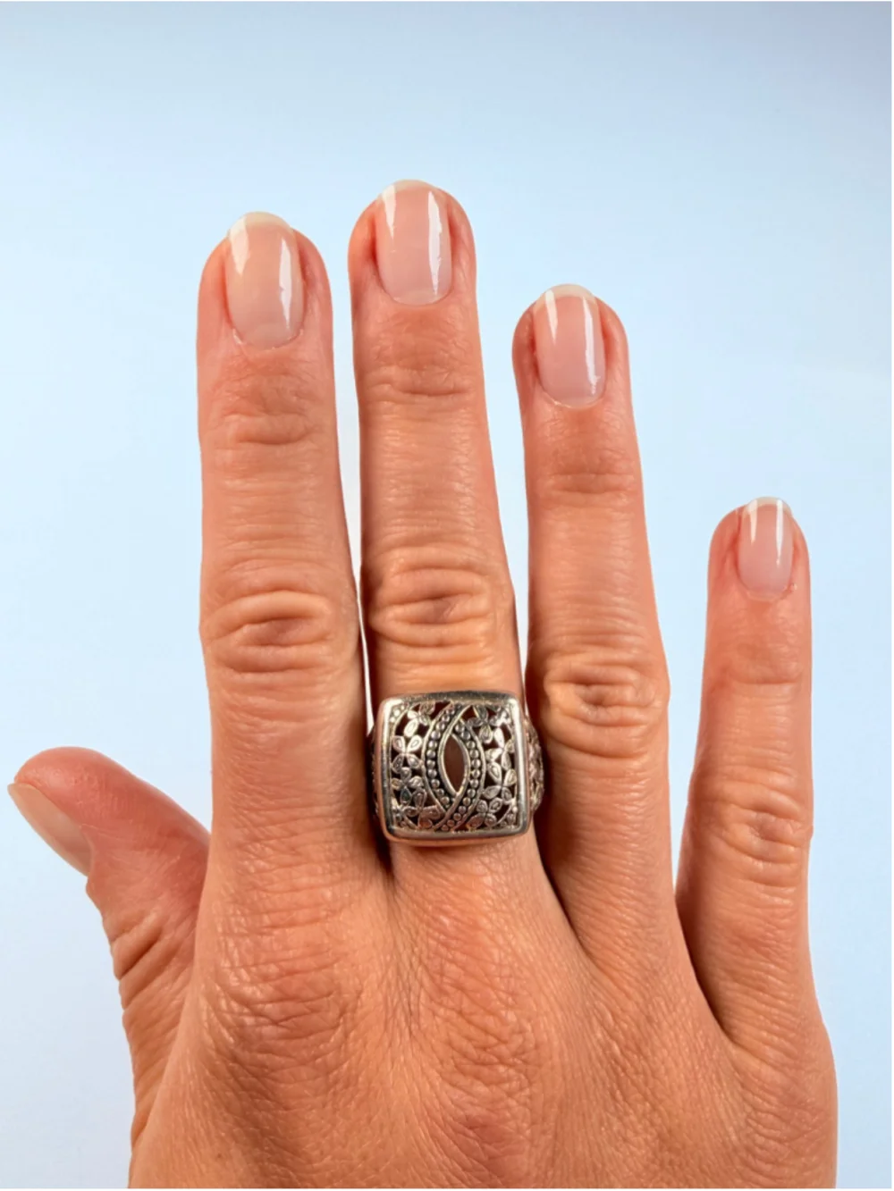 Felicia Design Palu Ornate Dot Filigree 925 Sterling Silver Square Vintage Ring
